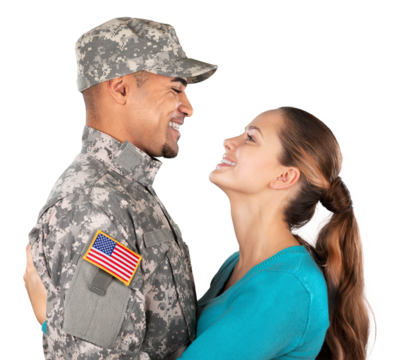 Soldier Embracing Wife
