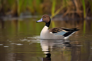 Northern Pintail (North America, Eurasia) - A migratory duck with a distinctive long, pointed tail (Generative AI)