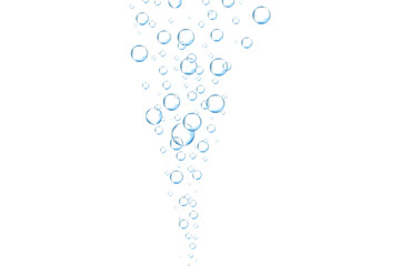 Water bubbles set isolated on white background. Air water bubbles for soda effect, transparent backdrop, icon design, champagne bubbles, texture and wallpaper. Water drops pattern, vector illustration