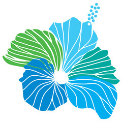 hibiscus illustration ,refreshing light blue,  image of southern country and hawaii and tropical image | apparel, textile