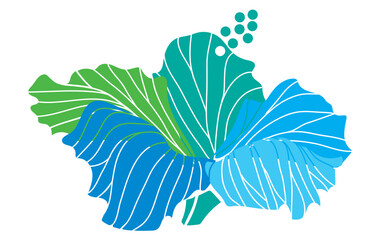 hibiscus illustration ,refreshing light blue,  image of southern country and hawaii and tropical image | apparel, textile