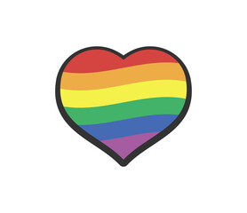 Hearth shape icon with rainbow flag colors. Pride month.