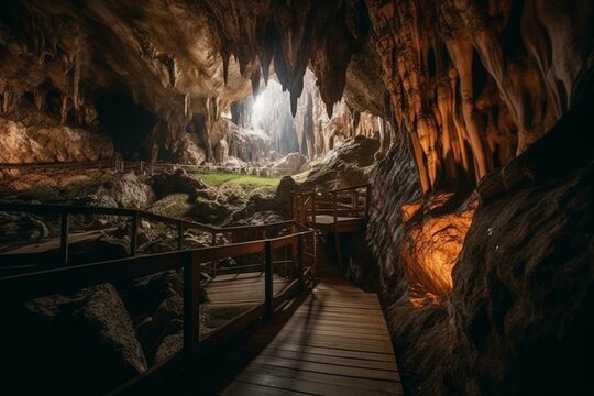 The longest cave system in Europe, Postojna caves, located in Slovenia's Jama. Generative AI
