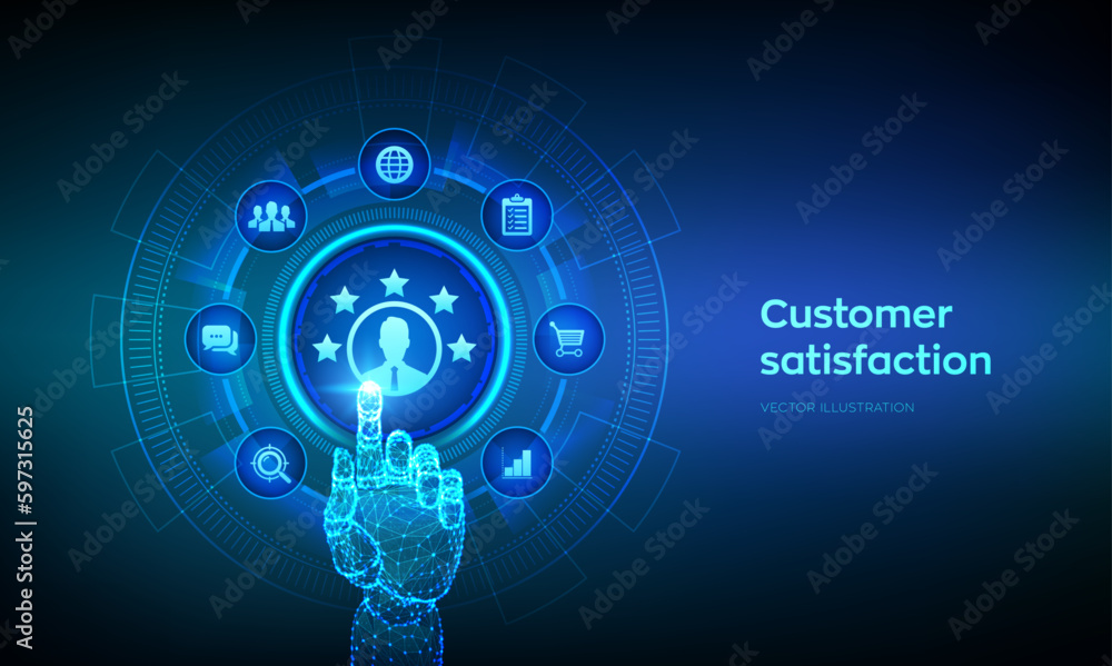 Poster customer satisfaction. customer survey and feedback analytics. using ai and automation technology in