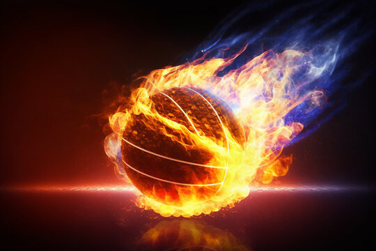 Burning basketball  Generative AI