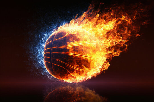 Burning basketball  Generative AI