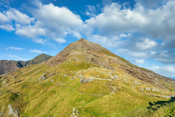 Crib Goch and Pyg Track panorama in Snowdonia. North Wales