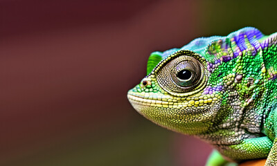 Obraz premium Colorful Chameleon on a branch