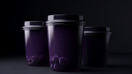 Add a touch of elegance to your branding with this empty juice cups mockup in deep purple Generative AI