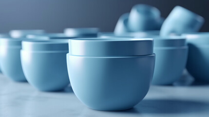Soft blue color of empty juice cup creates calming effect for branding Generative AI