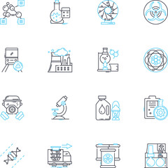 Mathematics calculus linear icons set. derivative, integral, limit, function, coordinate, curve, tangent line vector and concept signs. slope,area,volume outline illustrations