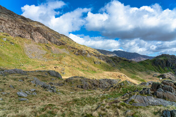 Fototapeta na wymiar Beautiful landscape of Pyg track at Pen-y Pass in Snowdonia. North Wales