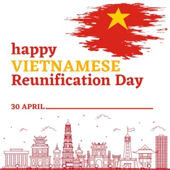 Foto op Canvas Premium Vector   Vietnam's reunification day 30 april background design © NOE_REAL