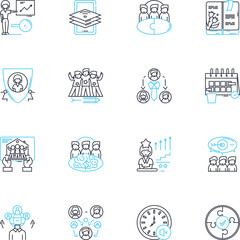 Business linear icons set. Profit, Innovation, Strategy, Growth, Investment, Sales, Marketing line vector and concept signs. Success,Nerk,Leadership outline illustrations