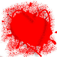 red heart background on blood splash 