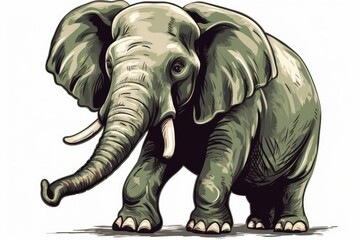 Fototapeta premium an elephant standing on a blank white background. Generative AI