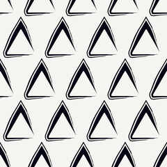 Triangle motif minimal geometric print. Paint brush seamless pattern. Freehand design background. Trendy handdrawn modern simple geo ornament