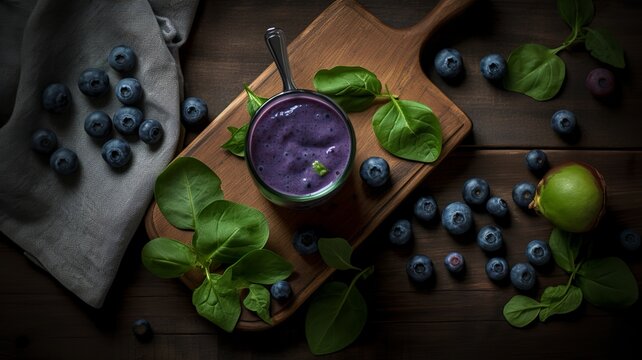 A vibrant blueberry spinach smoothie