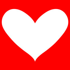 red heart on white for text space 
