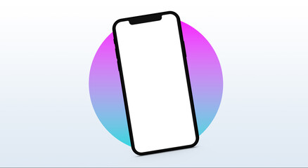 The elegant black smartphone 3d rendering with perfect white screen