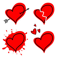 set of red hearts