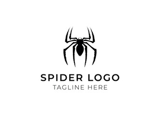 Spider logo template. Spider icon. Flat spider. Minimalist spider logo design