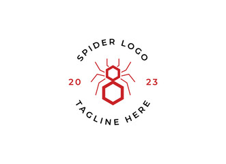 Spider logo template. Spider icon. Flat spider. Minimalist spider logo design
