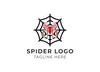 Spider logo template. Spider icon. Flat spider. Minimalist spider logo design