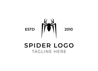 Spider logo template. Spider icon. Flat spider. Minimalist spider logo design