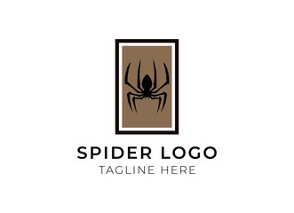 Spider logo template. Spider icon. Flat spider. Minimalist spider logo design