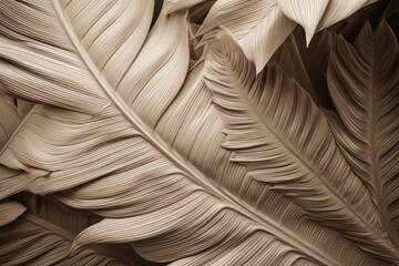 Modern beige tropical leaf pattern. Generative AI