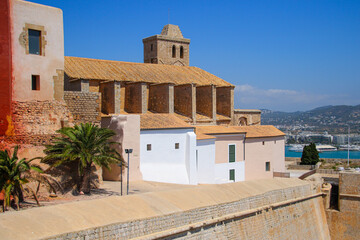 Saint Mary cathedral at the top of the Castle of Eivissa in Dalt Vila, the old city center of Ibiza in the Balearic Islands, Spain © Alexandre ROSA