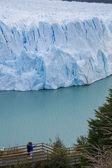 Splendid views of the Perito Moreno glacier. Panoramic view of the glacier ice