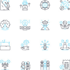 Customer satisfaction linear icons set. Feedback, Loyalty, Quality, Service, Experience, Trust, Engagement line vector and concept signs. Happiness,Retention,Response outline illustrations