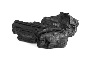 Pieces of coal isolated on white. Mineral deposits