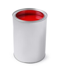 Can of red paint isolated on white