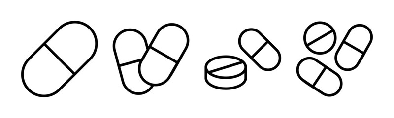 Pills icon vector illustration. capsule icon. Drug sign and symbol