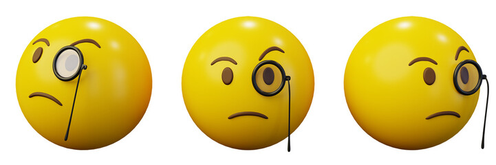 3d emoticon monocle face emoji or yellow ball emoticon creative user interface web design symbol