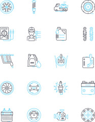 Truck Service linear icons set. Towing, Maintenance, Repairs, Hauling, Diesel, Fleet, Emergency line vector and concept signs. Parts,Roadside,Transmission outline illustrations