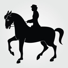 Fototapeta na wymiar Horses Silhouette, Horse Racing, Horse Riding Equine Equestrian Race, Jockey Pony Outline Horse Rider Vector