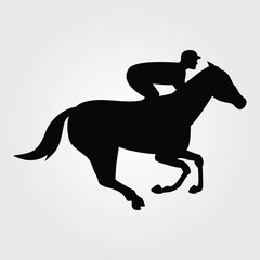 Obraz na płótnie Canvas Horses Silhouette, Horse Racing, Horse Riding Equine Equestrian Race, Jockey Pony Outline Horse Rider Vector