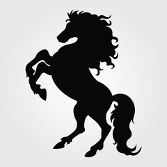 Horses Silhouette, Horse Racing, Horse Riding Equine Equestrian Race, Jockey Pony Outline Horse Rider Vector