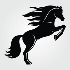 Horses Silhouette, Horse Racing, Horse Riding Equine Equestrian Race, Jockey Pony Outline Horse Rider Vector