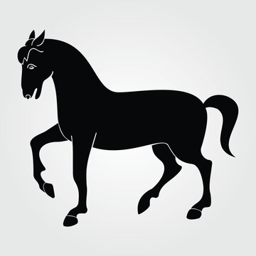 Horses Silhouette, Horse Racing, Horse Riding Equine Equestrian Race, Jockey Pony Outline Horse Rider Vector