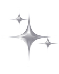 illustration of a 3d silver chrome star vector