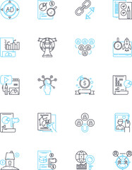 Social media linear icons set. Nerking, Engagement, Sharing, Viral, Reach, Influence, Likes line vector and concept signs. Comments,Hashtags,Platforms outline illustrations
