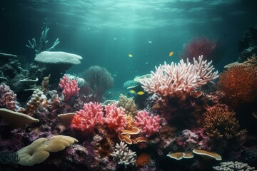 Fototapeta na wymiar Vibrant coral reef in underwater world, digitally designed. Generative AI
