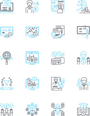 Mtary supervision linear icons set. Mentorship, Guidance, Support, Accountability, Leadership, Coaching, Training line vector and concept signs. Development,Motivation,Direction outline illustrations