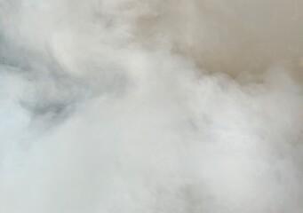 Thick white smoke steam, mist, co2, fog, water vapour or gas in air abstract background texture with copy space.