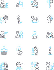 Expecting linear icons set. Pregnancy, Anticipation, Waiting, Blessing, Nurture, Joy, Excitement line vector and concept signs. Miracle,Expectation,Wonder outline illustrations